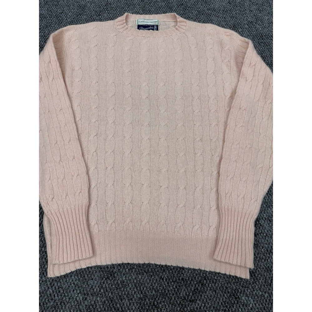 Vintage Drumohr Women's Large 100% Cashmere Cable Knit Sweater Rose Pink